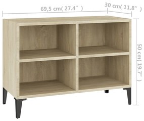 Comoda TV cu picioare de metal, stejar sonoma, 69,5x30x50 cm 1, Stejar sonoma, 69.5 x 30 x 50 cm