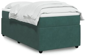 3285617 vidaXL Pat box spring cu saltea, verde închis, 90x200 cm, catifea