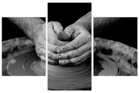 Tablou alb negru - producția de ceramică (90x60 cm)