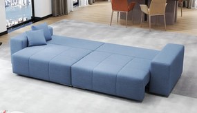 Canapea extensibilă dumonde cu ladă de depozitare si sezut confortabil din spuma high-density, Marbela Enjoy Blue XXL 295x100 cm