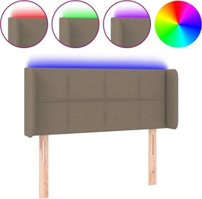 vidaXL Tăblie de pat cu LED, gri taupe, 103x16x78/88 cm, textil