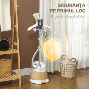 HOMCOM Aparat de Călcat Vertical cu Rezervor de Apă de 1,8l și Înălțime Reglabilă, 32x32x32 cm, Auriu | Aosom Romania