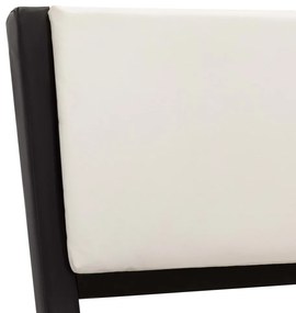 Cadru de pat cu LED, negru si alb, 120x200 cm, piele ecologica Alb si negru, 120 x 200 cm