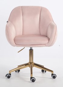 HR12055K Scaun Roz Pudra din Catifea cu Bază Aurie