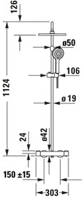 Duravit Shower Systems set de dus perete cu termostat negru TH4282008046