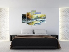 Tablou - Râu de iarnă, pictură în ulei (150x105 cm)