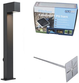 Moderne staande buitenlamp zwart 65cm met stopcontact IP44 - Baleno