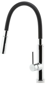 Baterie de chiuvetă cu pipă flexibilă FERRO crom lucios/negru