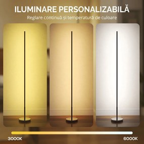 HOMCOM Lampă de Podea LED Reglabilă cu Telecomandă de 150cm Înălțime, Argintiu | Aosom Romania