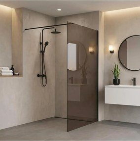 Paravan de dus fumuriu Rea Flexi Brown 120 cm negru