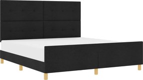vidaXL Cadru de pat cu headboard Negru 180 x 200 cm țesătură