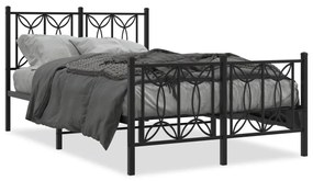 376143 vidaXL Cadru pat metalic cu tăblie de cap/picioare, negru, 120x190 cm