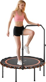 SPORTNOW Trambulină fitness cu mâner reglabil, trambulină sport pentru interior și exterior, oțel, plastic, Orange | Aosom Romania