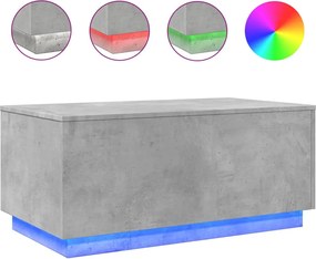 vidaXL Măsuță de cafea cu lumini LED, gri beton, 90x50x40 cm