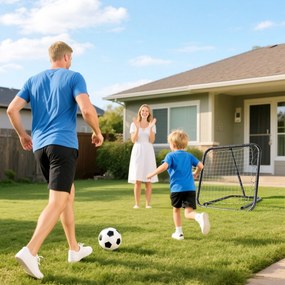 HOMCOM Rețea de Ricoșeu pentru Fotbal, Rețea de Fotbal Ricoșeu și Pliabilă cu Unghi Reglabil în Metal, pentru Antrenament Baseball și Volei, 78x84x65-78 cm, Negru | Aosom Romania