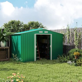 Casuta Pentru Unelte de Gradina Outsunny, Lamiera si Fier Verde 277x191x192cm | Aosom Romania