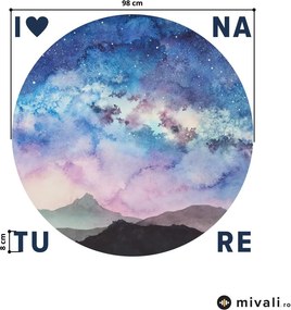 Autocolante de perete - Munții spațiali cu inscripție