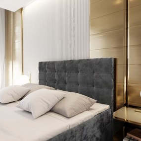 Pat tapițat boxspring GLORIEN VELVET 160x200 cm albastru Saltele: Saltea cu arcuri Bonell