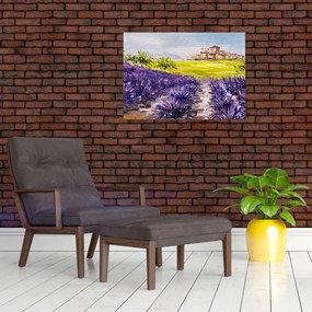 Tablou pe sticlă - Provence, Franța, pictură în ulei (70x50 cm)