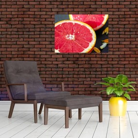 Tablou pe sticlă cu grapefruit tăiat (70x50 cm)