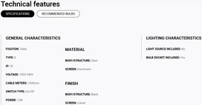 Veioza/Lampa de masa design decorativ LUANG M Black/camel