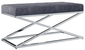 249851 vidaXL Bancă, gri, 97 cm, țesătură din catifea și oțel inoxidabil