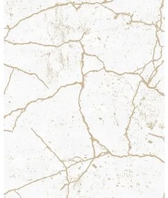 Tapet vlies imitație marmură alb/auriu 10x0,52 m