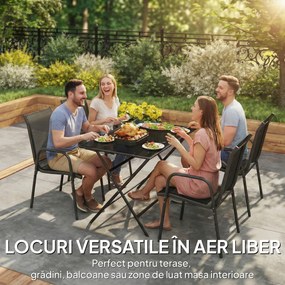 Outsunny Set de 4 Scaune Outsunny de Grădină Empilabile cu Spătar Înalt pentru Exterior | Aosom Romania