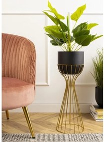 Ghiveci metalic de flori LOFT 56x20 cm auriu/negru