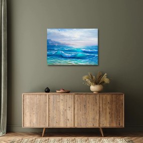 Tablou - Pictură în ulei de mare cu pescăruși (70x50 cm)