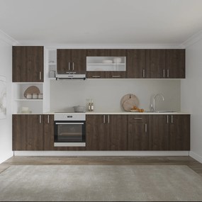 Set haaus V33, Stejar Bronz/Alb, Blat Thermo 28 mm, L 340 cm
