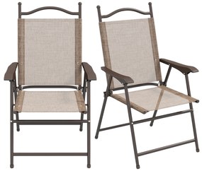 Outsunny Set de 2 scaune pliabile, Scaune pentru gradina cu cotiera, sezut cu tesatura din plasa care permite trecerea aerului