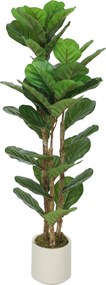 HOMCOM Plantă artificială de interior 120 cm Ficus lyrata arbore artificial cu ghiveci din plastic și trunchi din lemn masiv, verde | Aosom Romania