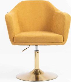 HR832N Scaun Catifea Reiată Premium culoare Curry Galben cu Bază Aurie