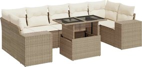 vidaXL Set canapele de grădină, 8 piese, cu perne, bej, poliratan