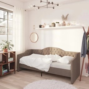 337191 vidaXL Pat de zi, gri taupe, 90x200 cm, textil, USB
