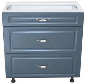 Corp inferior 80 cu 2 sertare metalice pentru greutate Zebra MDF albastru drept