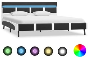 vidaXL Cadru de pat cu LED, gri, 160 x 200 cm, piele ecologică