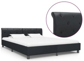 vidaXL Cadru de pat, negru, 160 x 200 cm, piele ecologică