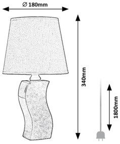 Lampa de masa ceramica albastru abajur bej Dayami