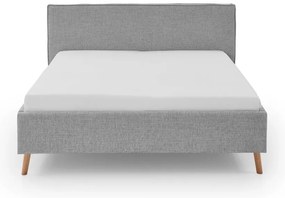 Pat matrimonial gri deschis tapițat cu spațiu de depozitare cu somieră 180x200 cm Riva – Meise Möbel