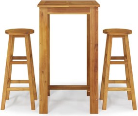 vidaXL Set bar de grădină, 3 piese, lemn masiv de acacia