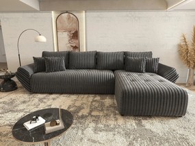 Colțar extensibil dumonde cu ladă de depozitare si sezut confortabil din spuma high-density, Berlin XL Ambience Grey II 350x185 cm