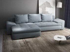 Colțar extensibil dumonde cu ladă de depozitare si sezut confortabil din spuma high-density, Leonardo Zoom Grey 260x185 cm