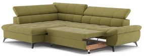 Canapea colțar extensibilă în L MARANO stânga, culoare măslinie