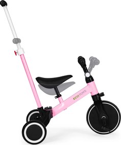Triciclu cu mâner de împins 2 în 1 roz