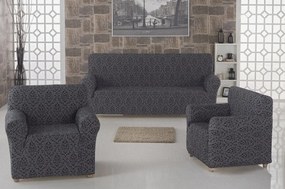 Set huse elastice pentru canapea 3 Locuri si 2 fotolii, fara volanas, model Jacquard Cenusiu