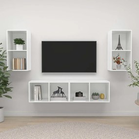 Dulapuri TV montate pe perete, 4 buc., alb extralucios, PAL 4, Alb foarte lucios