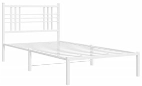 376367 vidaXL Cadru de pat metalic cu tăblie, alb, 100x190 cm