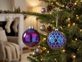 Glob de Craciun din sticla ENCHANTED 10 cm, albastru